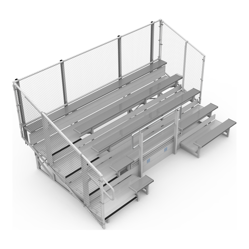 5-Row ADA Aluminum Bleacher with Chain-Link Guardrail (Seats 34-58 + 2 Wheelchair)