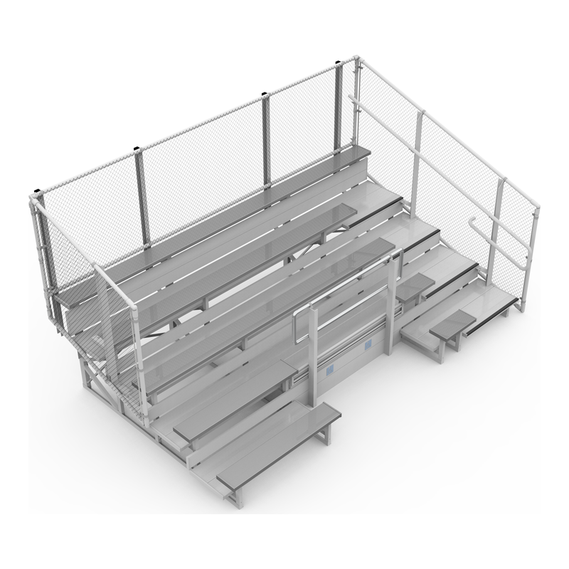 5-Row ADA Aluminum Bleacher with Chain-Link Guardrail (Seats 34-58 + 2 Wheelchair)