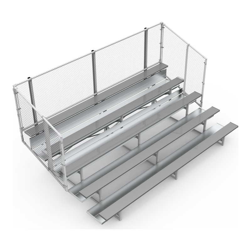5-Row Preferred Aluminum Bleacher with Chain-Link Guardrail (Seats 50-100)