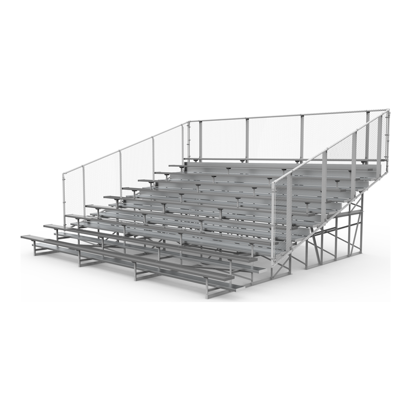 10-Row Standard Aluminum Bleacher with Chain-Link Guardrail (Seats 100-200)