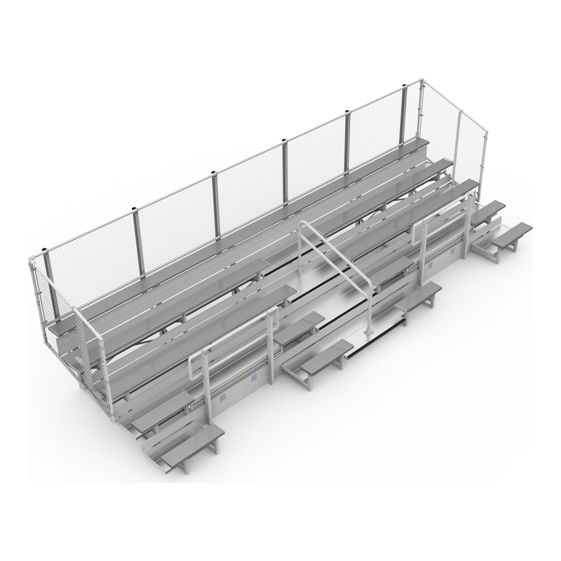 5-Row ADA Aluminum Bleacher with Chain-Link Guardrail (Seats 34-58 + 2 Wheelchair)