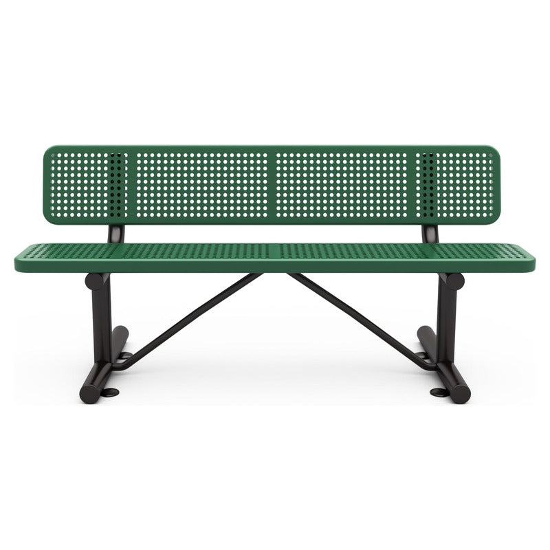 6' Park Bench W/Back Perforated Pattern
